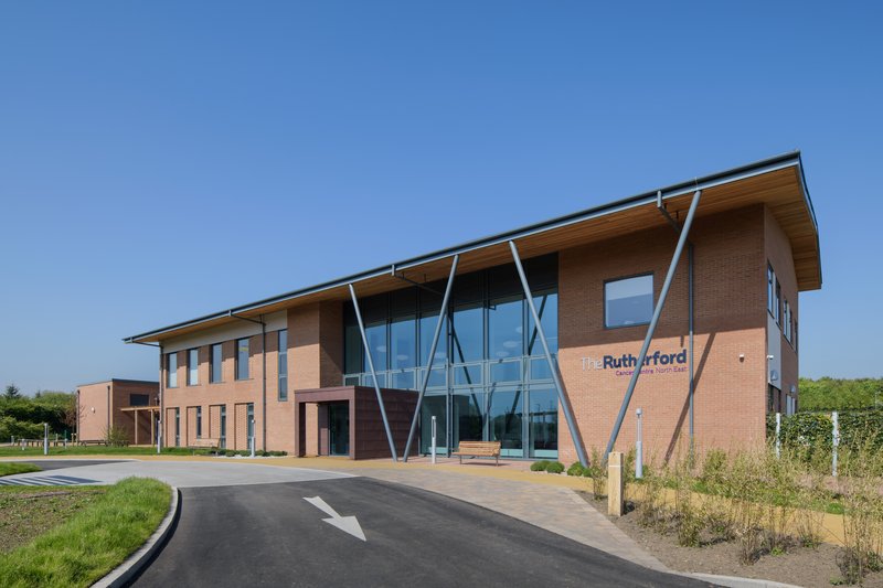JDDK Architects, The Rutherford Cancer Centre North East, Bormasund, Northumberland, 2019. The centre offers highly advanced cancer treatments, including proton beam therapy.