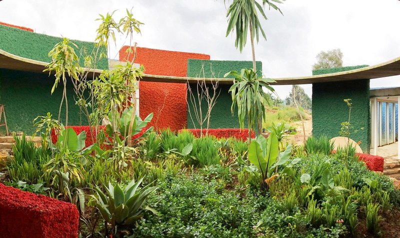 View of the landscaped courtyard of the Meles Zenawi Foundation’s Guest House.