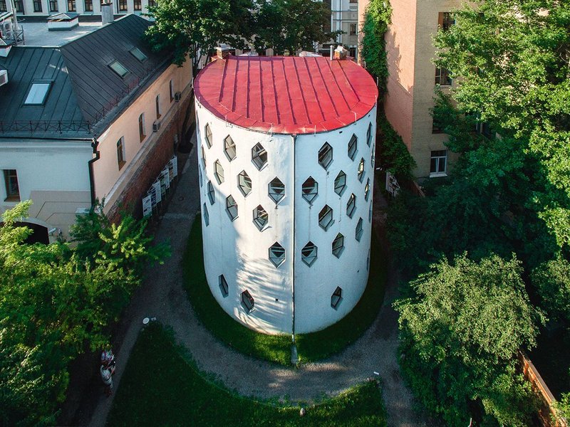 Melnikov House after restoration – view of the north cylinder from above.