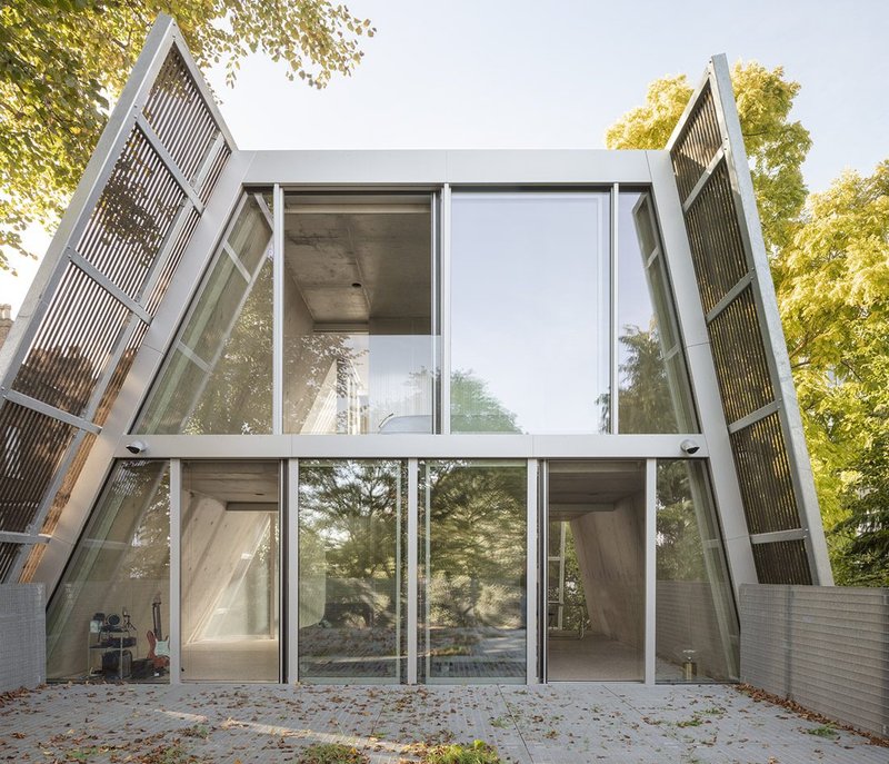 Reciprocal House from roof of Norman Foster’s extension.