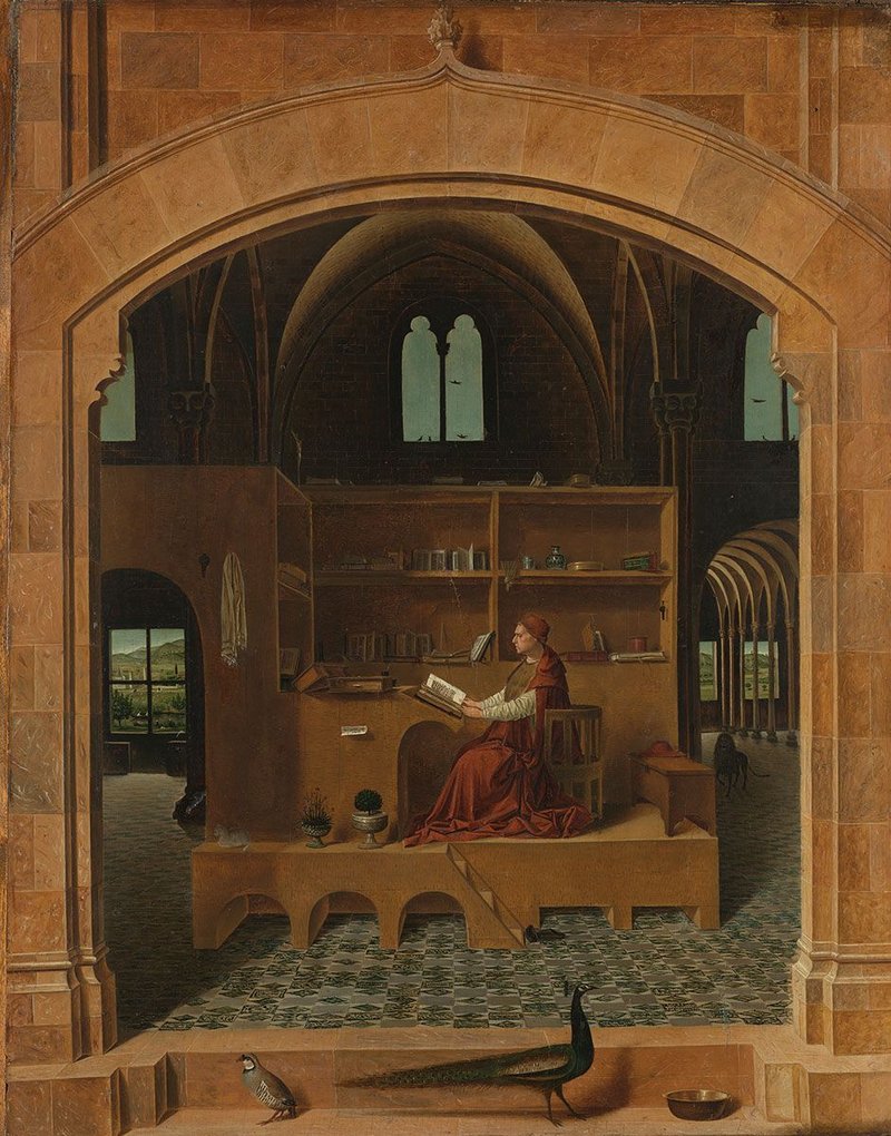 St Jerome in his Study. Antonello da Messina, c1475.