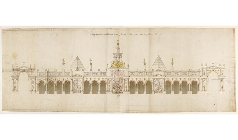 Design for an illumination for the garden at Buckingham House to mark George III’s 25th birthday, 1763.