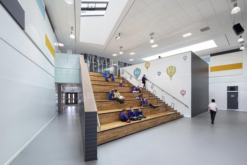 Two types of mineral tiles were used at the new Balloch Campus in West Dunbartonshire.