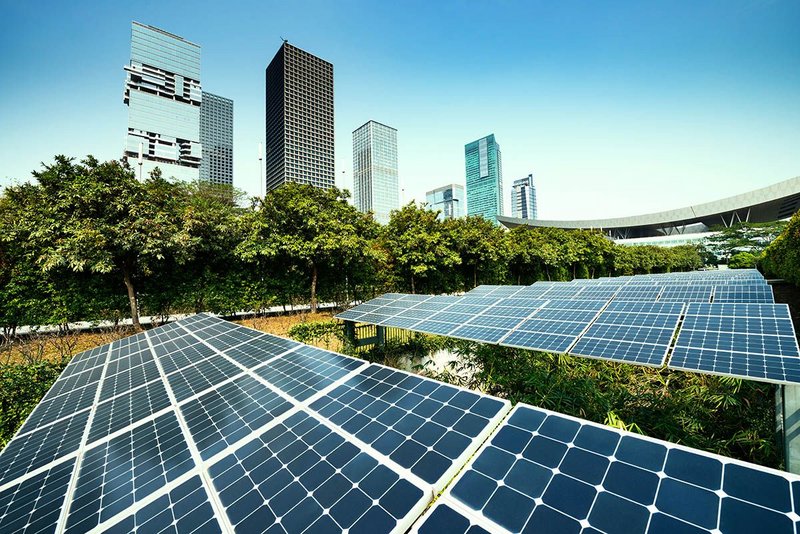 Solar panels in the city