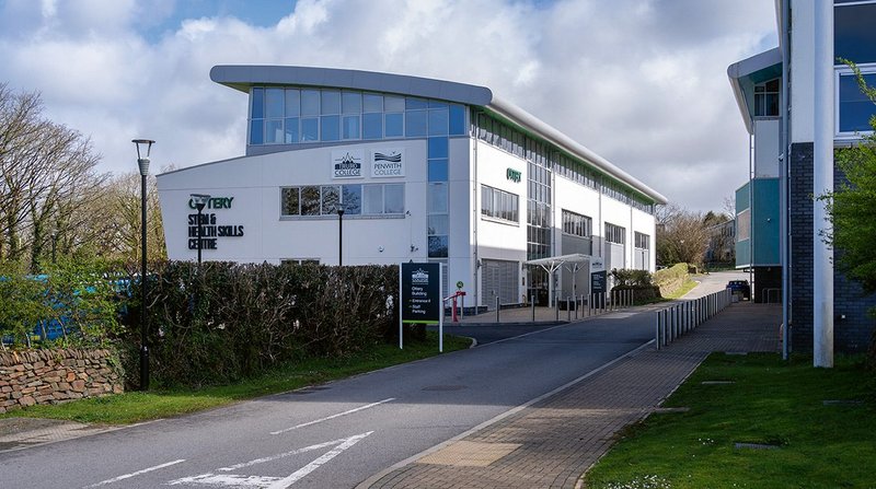 The exterior of the Ottery Building reflects the common design language of the college’s campuses.