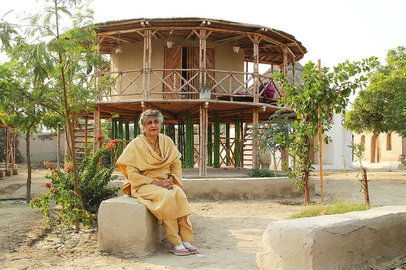 Yasmeen Lari at the Zero Carbon Women Centre in Sindh.