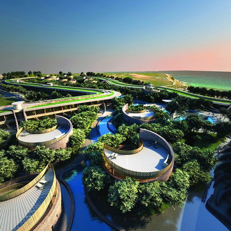 A landscape-led design for a holiday resort in Malta, with snaking perimeter building.