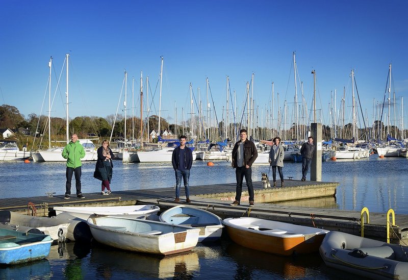 The PAD Studio team in the harbour at Lymington.