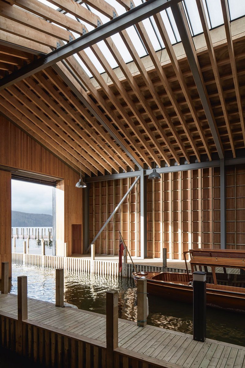 It was almost inevitable a boathouse would be central to the design. The large sliding doors are 5.6m high and 4.3m wide to allow boats in and out of the museum.