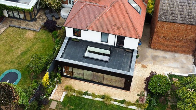 The extended 1930s property in Nottingham has a bespoke rooflight from Vario by Velux.