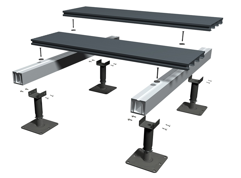 RynoAluTerrace: a non-combustible aluminium decking system for balconies and terraces.