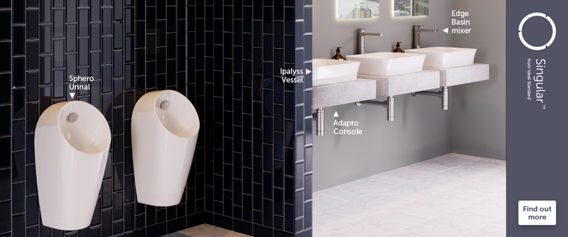 Endless choices, one journey: Singular from Ideal Standard and Armitage Shanks offers multi-range products and options for versatile washroom design.