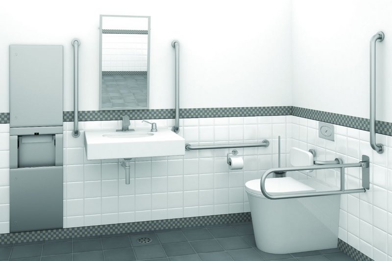 Getting the details right: Bobrick offers grab bars in five configurations as well as guidance on individual projects.