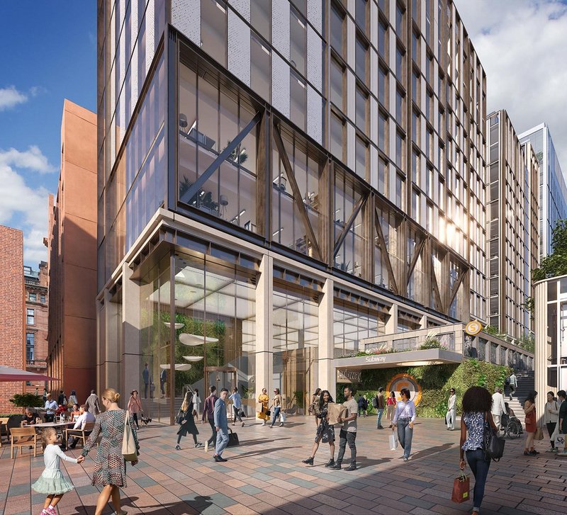 Landsec’s masterplan for the Buchanan Galleries new city district for Glasgow was designed with ‘resilience at its core’. It features a low carbon approach to materials, manufacture and construction and a focus on energy efficiency across all buildings.