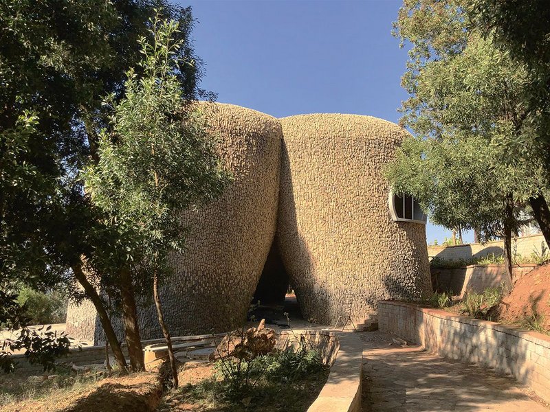 The Meles Zenawi Memorial Park Research Centre, Addis Ababa, in the terraced landscape of the park.