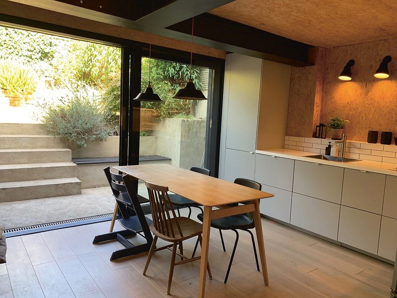With a portal frame inserted in the rear wall, the kitchen could be opened out to the garden.