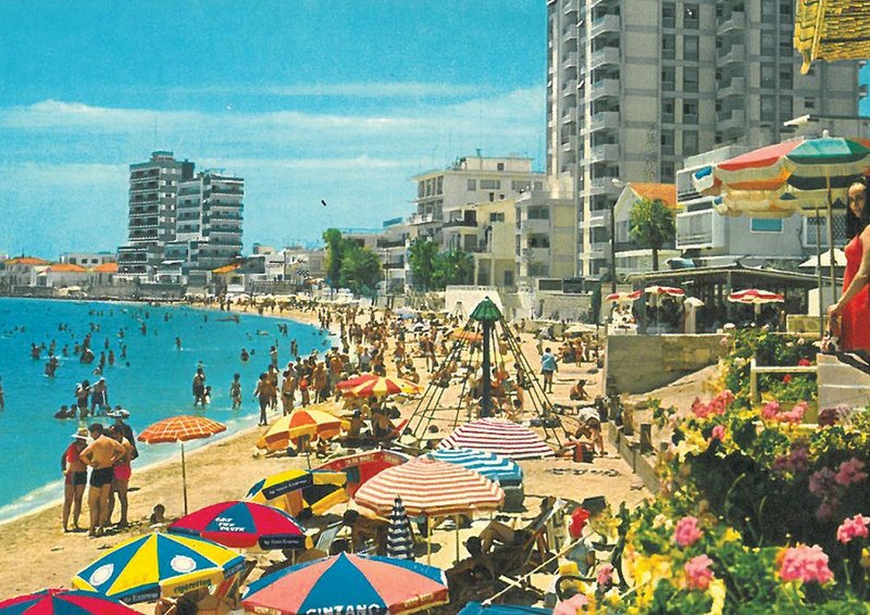 Beach at Varosi in the 1970s before the Turkish invasion.