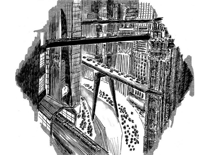 Metropolis III  by Piotr Sell. Directed by Fritz Lang, the 1927 film was the inspiration for many subsequent visions of future cityscapes.