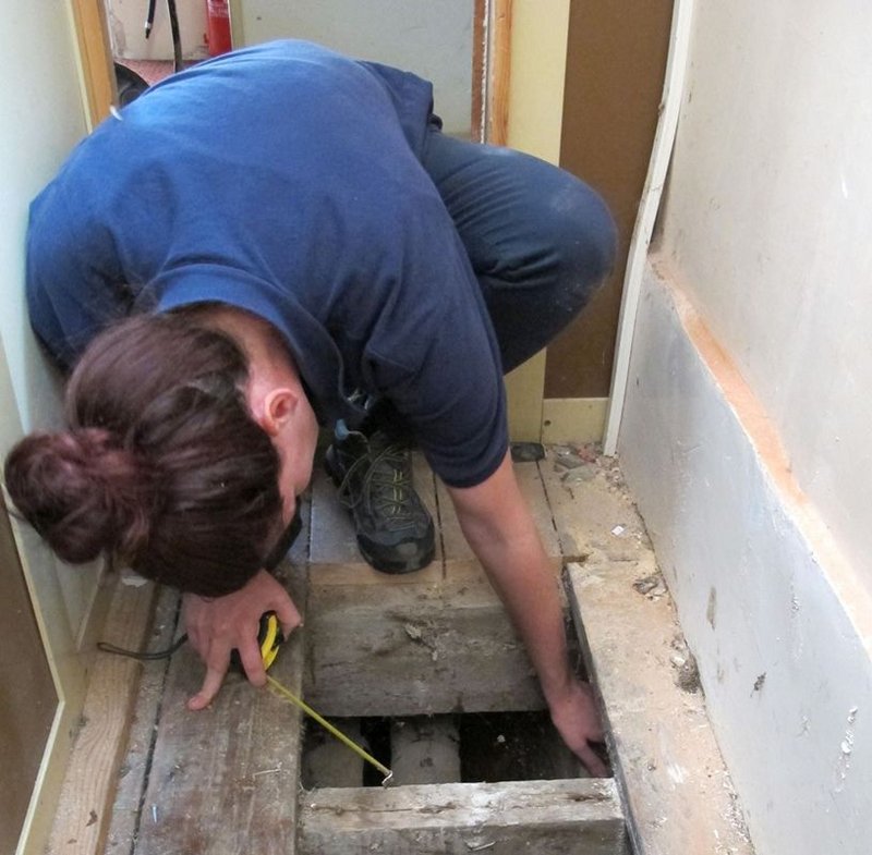 Surveying the floor void of Netley Chapel, part of Royal Victoria Country Park, which is being redeveloped with Hampshire County Council architects.