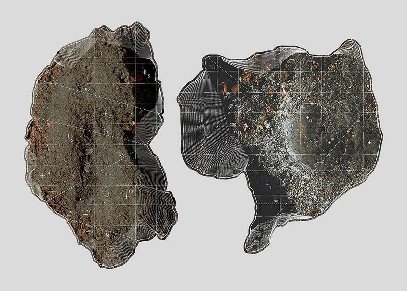 Topographic Survey of Two Sidewalk Holes in Downtown Los Angeles, 2016, by Zachary Tate Porter, University of Nebraska-Lincoln.