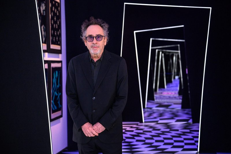 Tim Burton at The World of Tim Burton exhibition at the Design Museum.