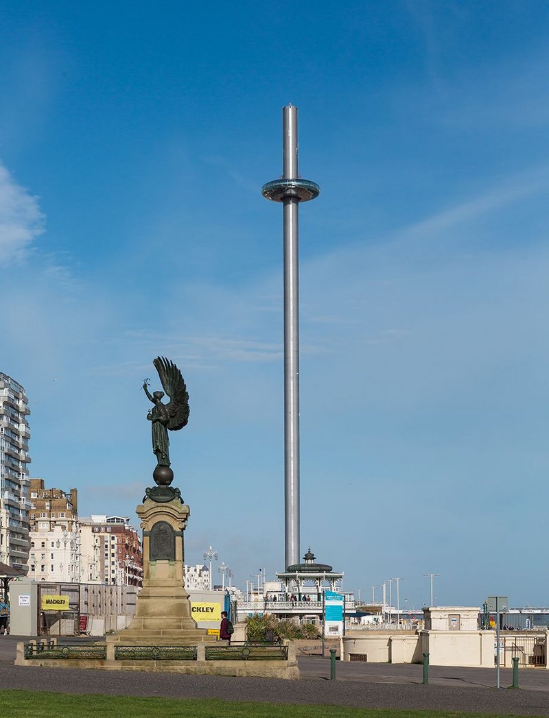 The British Airways i360 pod at full height