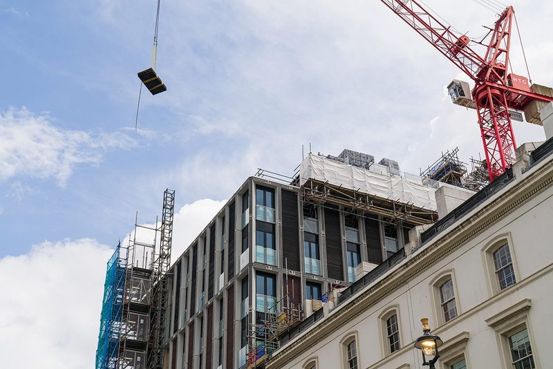 Ravago’s ultra-thin high-performance extruded polystyrene (XPS) thermal insulation boards being delivered to a project in Hanover Square, London.