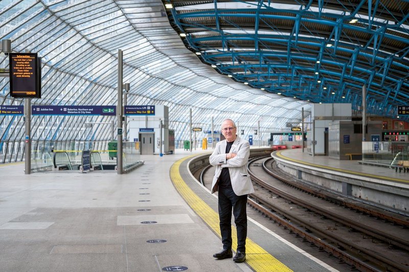 Hendy at the office – Grimshaw’s former Waterloo International Terminal. He is overseeing a design renaissance on Network Rail.