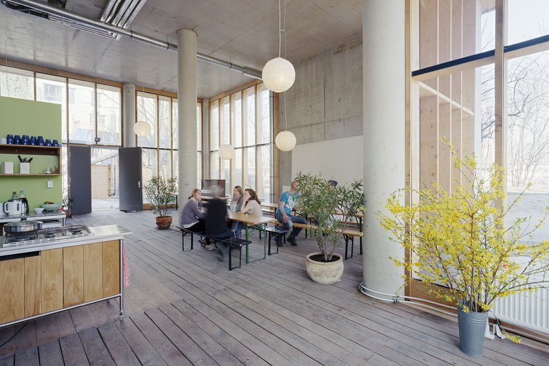 Housing with community at its heart: the common room in cooperative housing at River Spreefeld designed by Carpaneto Architekten, Fatkoehl Architekten and BARarchitekten.