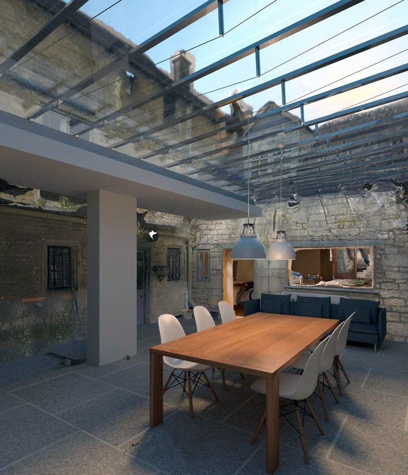 3D scan of a listed building and visualisation of proposed glass roof.