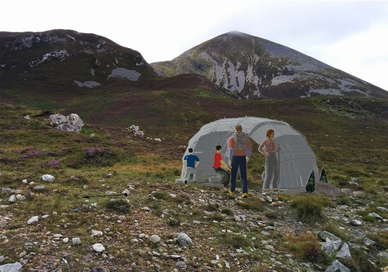 Francis Mc Shane’s folding Armadillo shelter can be drilled into existing rock.