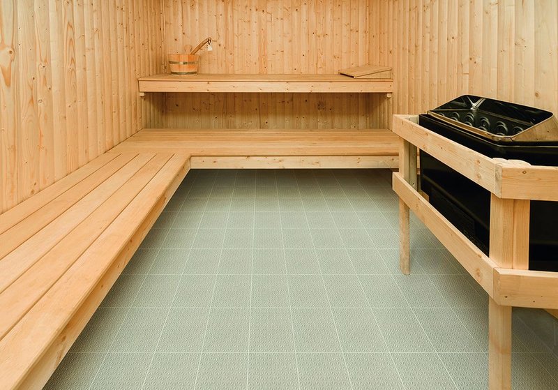 Tiles in the saunas, wetroom and gym.
