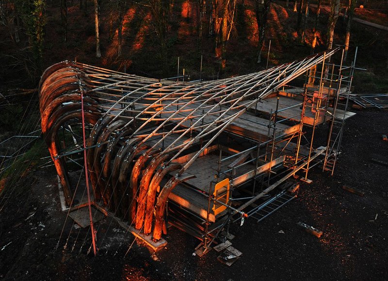 The Sawmill Shelter roof takes shape.