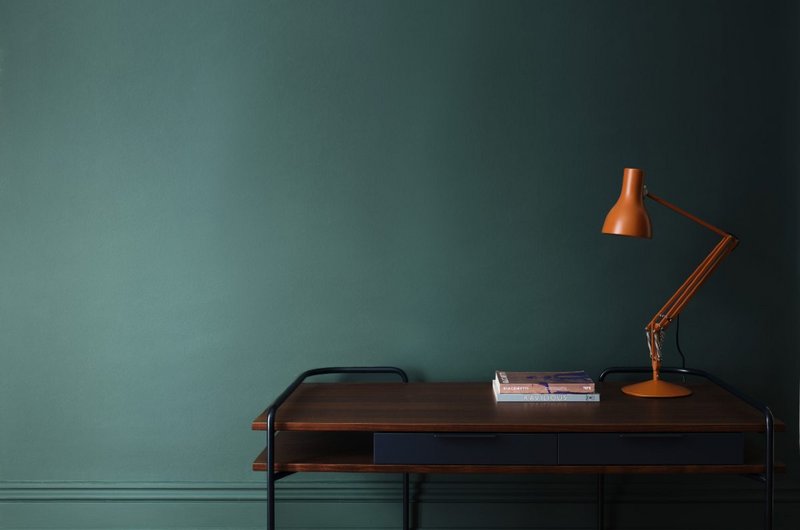 Colour expertise from Paint & Paper Library. Wall painted in Nori 590, a blackened teal that combines perfectly with polished wood and neutrals.