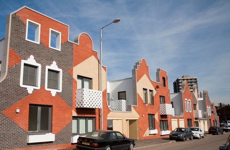 Islington Square Housing, Manchester by FAT, 2006. The expressive street elevation ensures that no two frontages are the same.