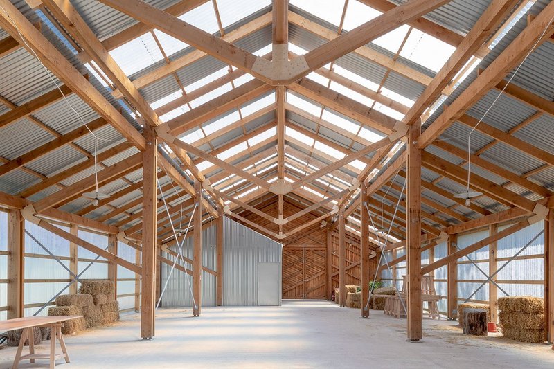 The barn at Waterloo City Farm in London, designed by Feilden Fowles. Timber Workshop undertook far more than the dramatic timber structure, also cladding the barn.