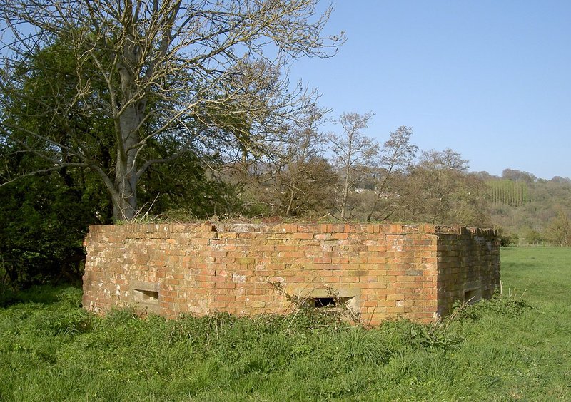 The jagged edges of an abandoned pillbox by the River Frome in Somerset.