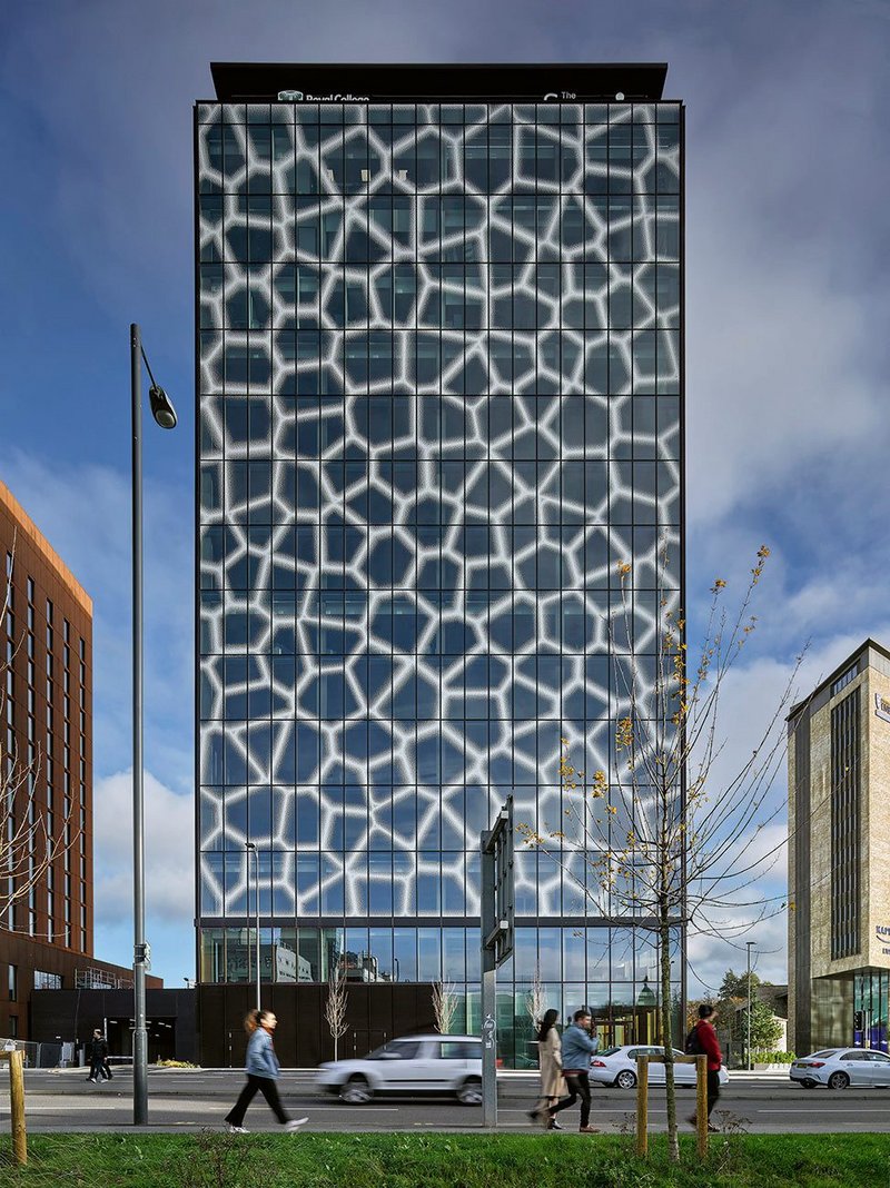 Exterior view of The Spine building for the Royal College of Physicians. Locals have already named it The Giraffe.