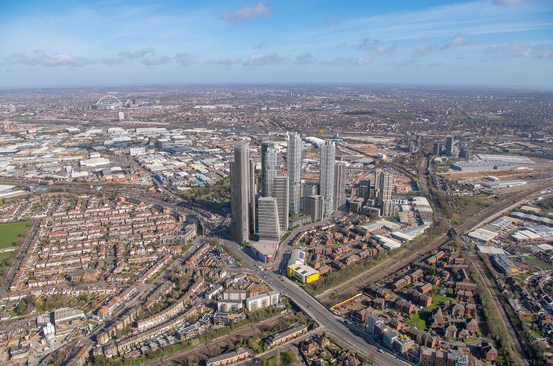 One Portal Way, North Acton, aerial view.