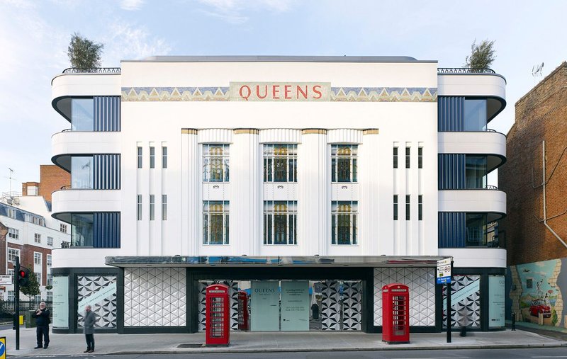 Queens, a residential reinvention of an Art Deco cinema in west London, features three different types of NBK tiles.