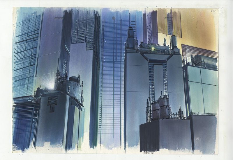 Background illustration for Ghost in the Shell cut 311 by Hiromasa Ogura.