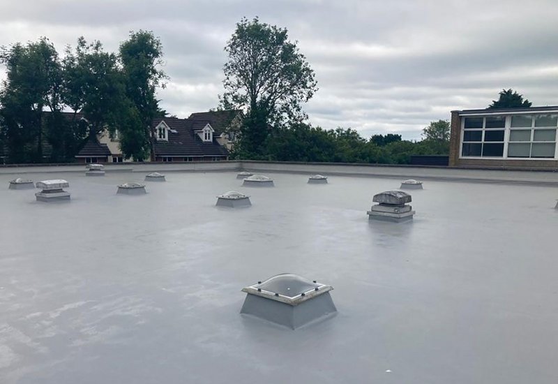 Mapei Purtop Easy - a coloured, waterproof polyurethane resin for roofs, balconies and terraces - recently installed at a school in Hertfordshire.