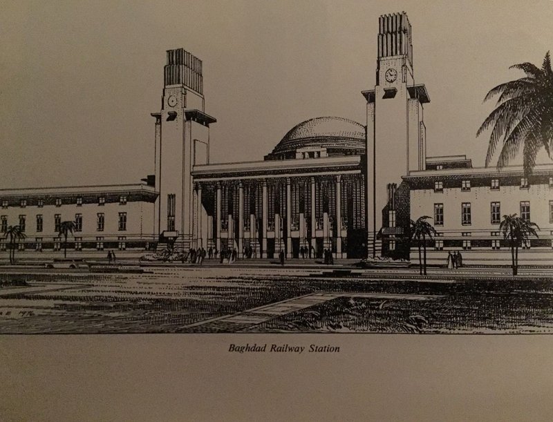Revised design for Baghdad Railway Station drawn by Frank A Evans.