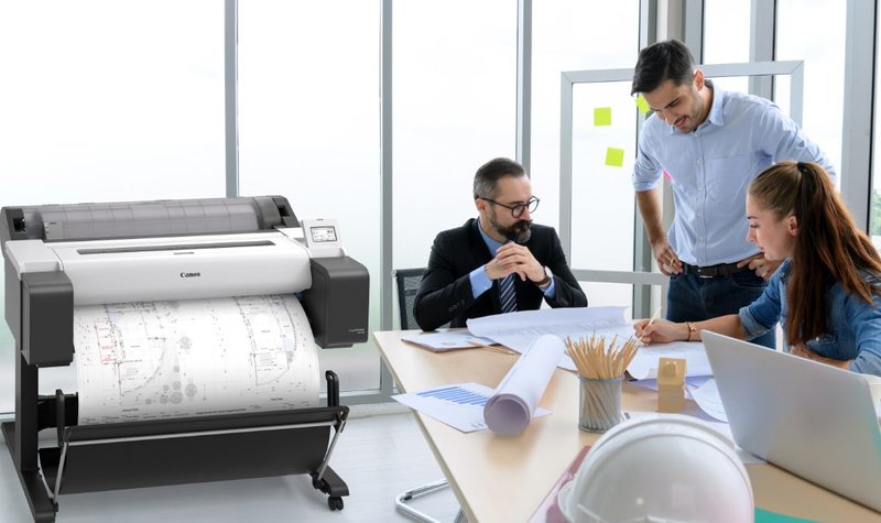 The new Canon imagePROGRAF TM-350 printer: Deeper reds and sharper contrasts for CAD and design drawings.