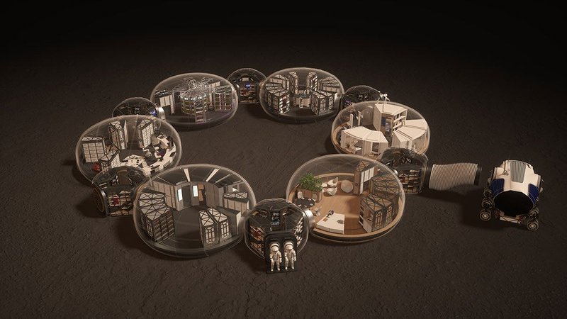 The proposed base would include six pods for astronauts to live and work in.