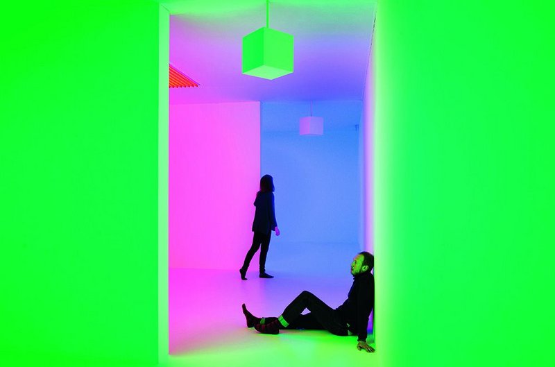 Colour playing tricks on the eye in Carlos Cruz-Diez's Chromosaturation.