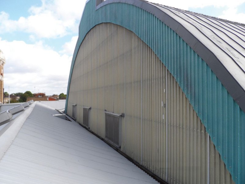 Gable end of Business Design Centre before refurbishment.