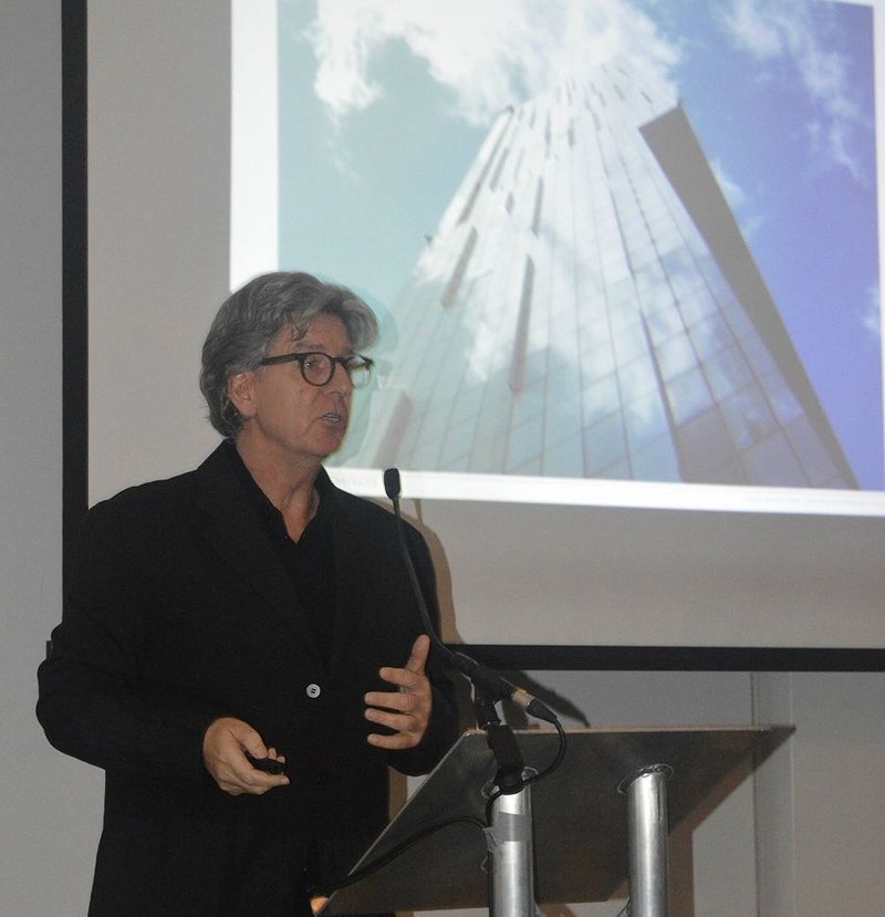 Simpson speaking in the hotel that is located, like his home, in his Beetham Tower.