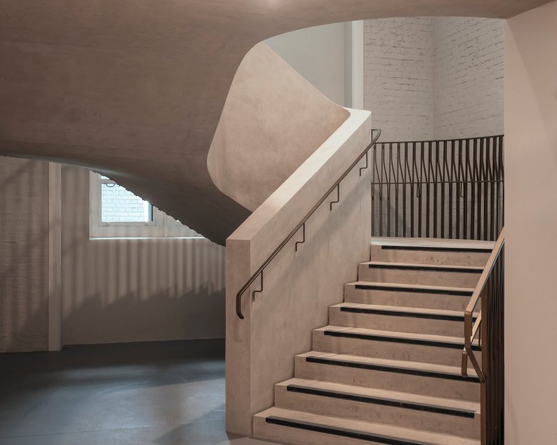 A new staircase leads down to the Mildred and Simon Palley Learning Centre by Jamie Fobert Architects.