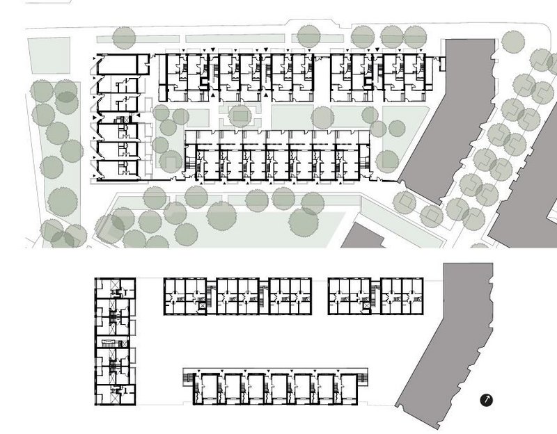 Ground and typical upper floor plans.